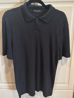 Brandini Men's Ribbed Charcoal Polo Shirt